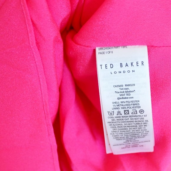 NWT Ted Baker Floral Pleated Asymmetrical Dress– Wedding & Party Ready - Picture 10 of 13